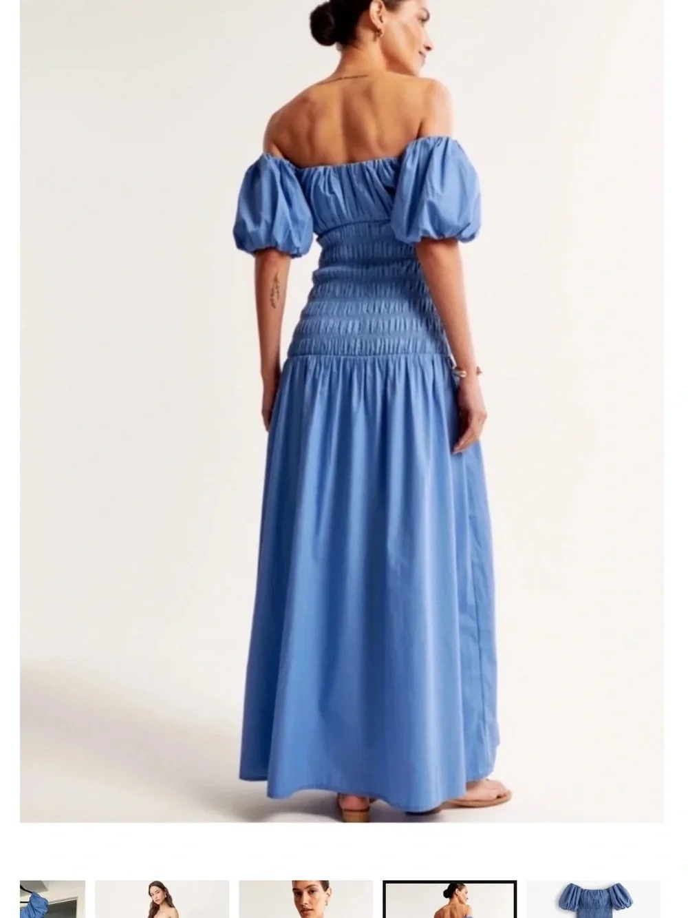 Abercrombie & Fitch Blue Dress Off Shoulder Smocking Puff Sleeve NWT XLT